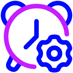 Alarm Clock Setting Gear Icon from Plump Neon Set