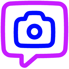 Chat Bubble Camera Square Icon from Plump Neon Set