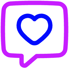 Chat Bubble Square Favorite Heart Icon from Plump Neon Set