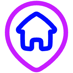 Location Pin Building Home Icon from Plump Neon Set