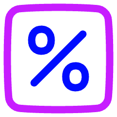 Discount Percent Square Icon from Plump Neon Set