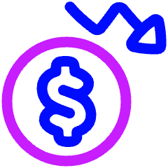 Dollar Decrease Icon from Plump Neon Set