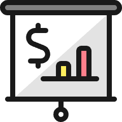 Presentation Projector Screen Budget Analytics Icon from Ultimate Colors Set