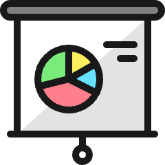 Presentation Projector Screen Pie Chart Icon from Ultimate Colors Set