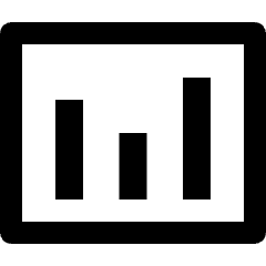 Minimal line icon of a rounded square with three vertical bars. Used for charts, presentations, and dashboards.