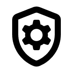 Shield Setting Gear Icon from Rounded Line - Streamline Material Set