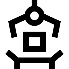 Manufacturing Packing Robot Arm Icon from Sharp Line Set