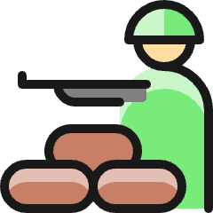 Protection Sand Bag Soldier Icon from Ultimate Colors Set