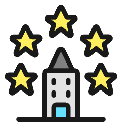 Rating Five Star Hotel Icon from Ultimate Colors Set
