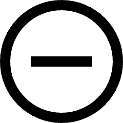 Minimal line icon of a circle with a centered horizontal minus sign. Used for remove, collapse, and subtract controls.