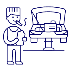 Mechanic Inspector Checking Car Illustration from UX Line Set