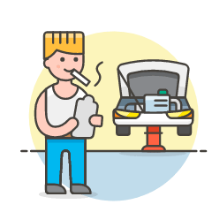 Mechanic Inspector Checking Car Illustration from UX Colors Set