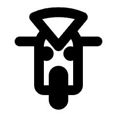 Clean line icon of a front-facing racing motorcycle. Used for racing, motorsports, and ride tracking.