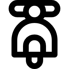 Clean line icon of a front-facing scooter with handlebars, light, and wheel. Used for transport and mobility apps.