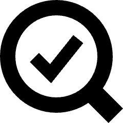 Search Check Icon from Sharp Solid Set
