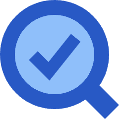 Search Check Icon from Sharp Flat Set