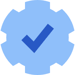 Cog Automation Gear Check Icon from Sharp Flat Set