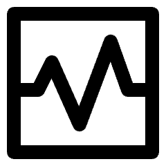 Clean line icon of a rounded square containing a zigzag chart line. Used for analytics, statistics, and dashboards.