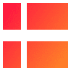 Dashboard Horizontal Rectangle Split Left Icon from Sharp Gradient Set
