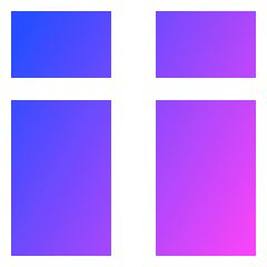 Dashboard Vertical Rectangle Split Top Icon from Sharp Gradient Set