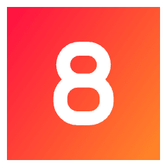 Number Eight Square Icon from Sharp Gradient Set