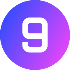 Number Nine Circle Icon from Sharp Gradient Set