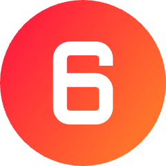 Number Six Circle Icon from Sharp Gradient Set