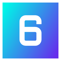 Number Six Square Icon from Sharp Gradient Set