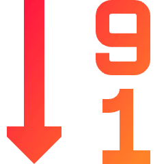 Descending Number Order Icon from Sharp Gradient Set