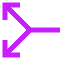 Line Arrow Split Vertical Left 2 Icon from Sharp Neon Set
