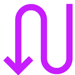 Line Arrow Curvy Down Left Icon from Sharp Neon Set