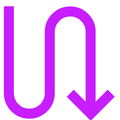 Line Arrow Curvy Down Right Icon from Sharp Neon Set