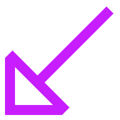 Diagonal Triangle Arrow Bottom Left Icon from Sharp Neon Set