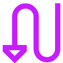 Triangle Arrow Curvy Down Left Icon from Sharp Neon Set