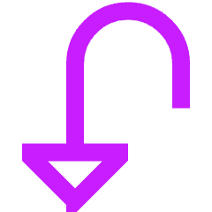 Triangle Arrow Turn Down Left Icon from Sharp Neon Set