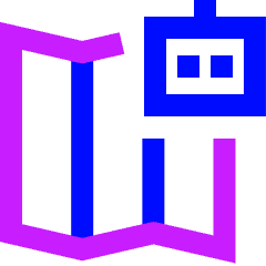 Ai Map Generating Robot Icon from Sharp Neon Set