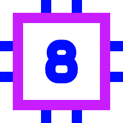 Computer Chip Eight Core Icon from Sharp Neon Set