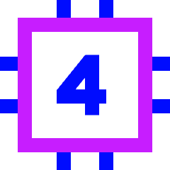Computer Chip Four Core Icon from Sharp Neon Set
