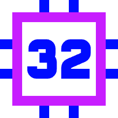 Computer Chip Thirty Two Core Icon from Sharp Neon Set