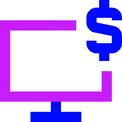 Desktop Dollar Icon from Sharp Neon Set