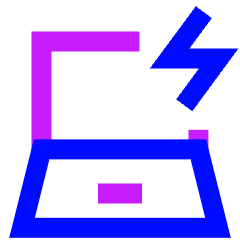 Laptop Charging Icon from Sharp Neon Set
