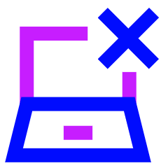 Laptop Delete Cross Icon from Sharp Neon Set