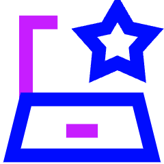 Laptop Favorite Star Icon from Sharp Neon Set