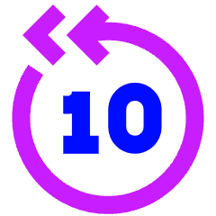 Button Skip Backward 10 Icon from Sharp Neon Set
