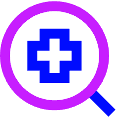 Medical Search Diagnosis Icon from Sharp Neon Set