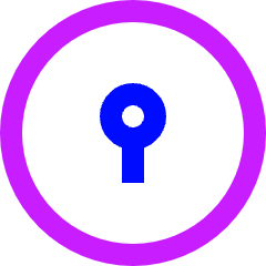 Keyhole Lock Circle Icon from Sharp Neon Set