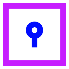 Keyhole Lock Square Icon from Sharp Neon Set