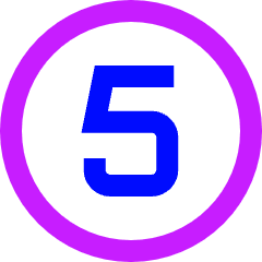 Number Five Circle Icon from Sharp Neon Set