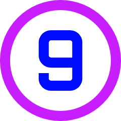 Number Nine Circle Icon from Sharp Neon Set