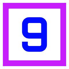 Number Nine Square Icon from Sharp Neon Set